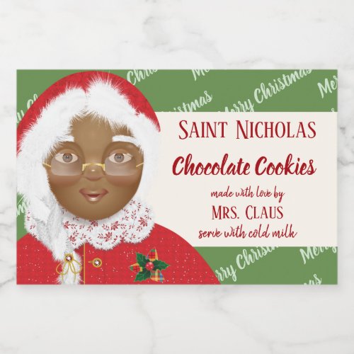 Mrs Claus African American Christmas Cookie Gift Food Label