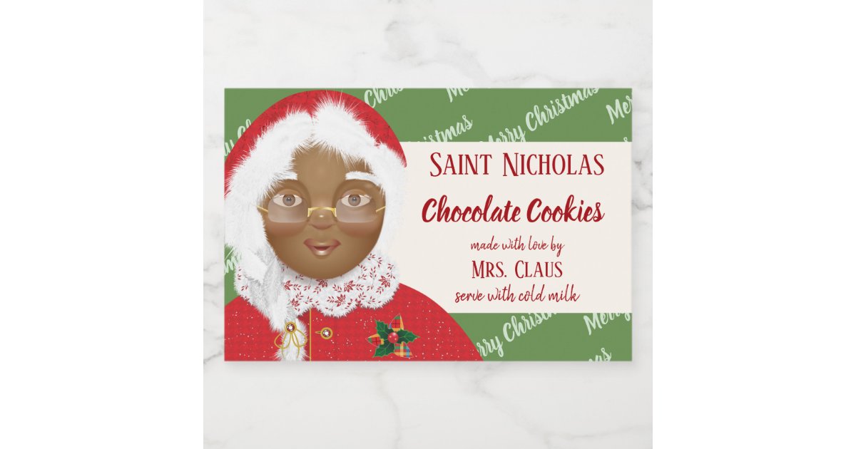 Mrs Claus African American Christmas Cookie Gift Food Label Zazzle Com