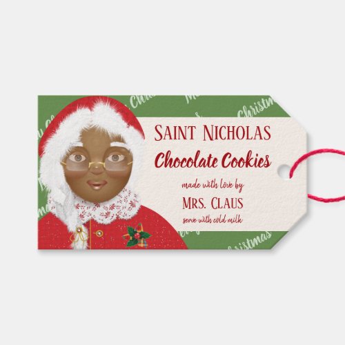 Mrs Claus African American Christmas Cookie Gift Gift Tags