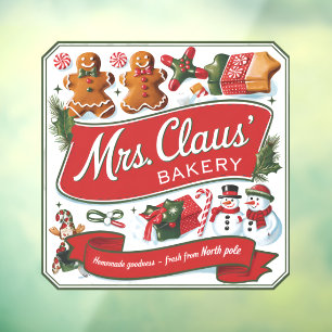 Mrs, Claus bakery Christmas Window Cling