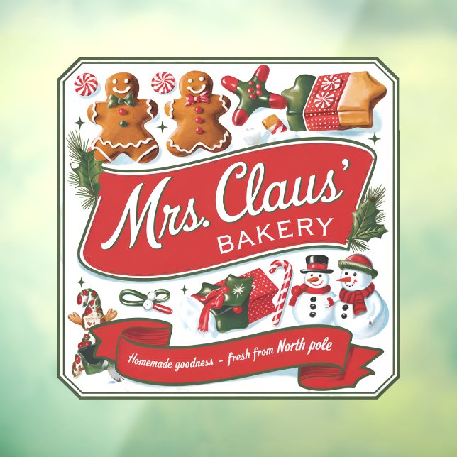 Mrs, Claus bakery Christmas Window Cling (Sheet 3)