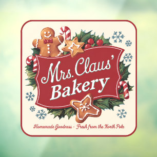 Mrs, Claus Bakery vintage Window Cling