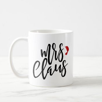 Mrs. Claus Black Script With Hat Holiday Mug by PinkMoonDesigns at Zazzle