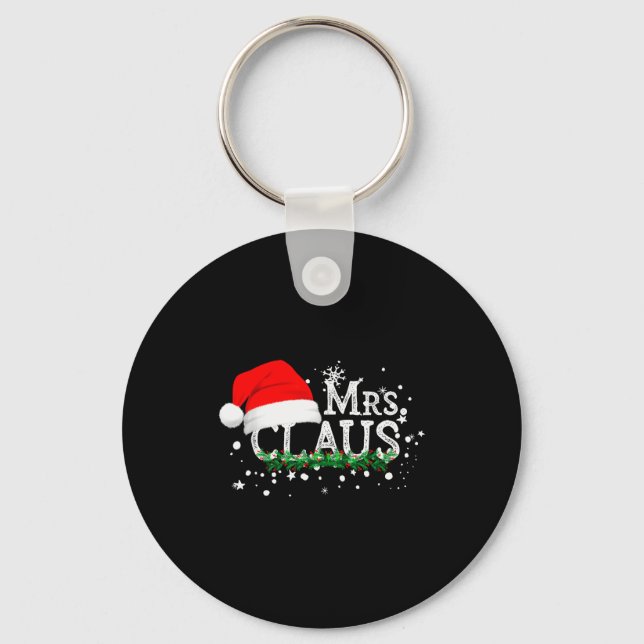 Mrs Claus Christmas Couples Matching Her Xmas Paja Keychain (Front)