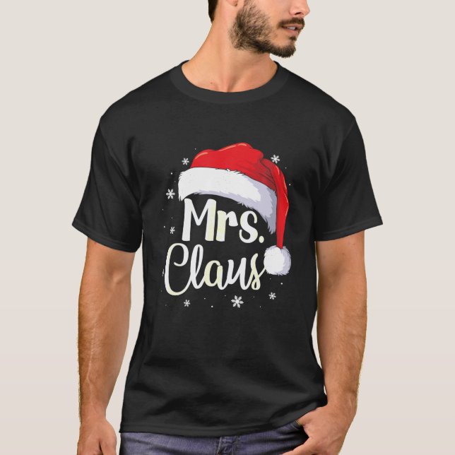 Mrs Claus Christmas Couples Matching His And Her P T-Shirt (Front)