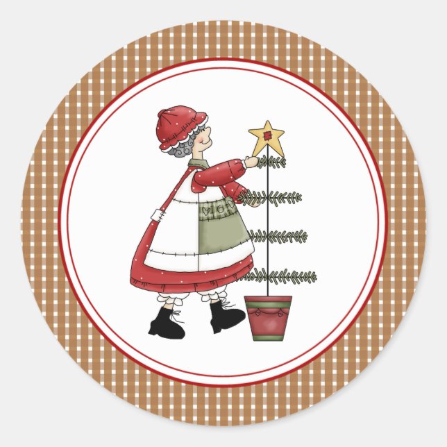 Mrs. Claus Christmas Envelope Seals Stickers (Front)