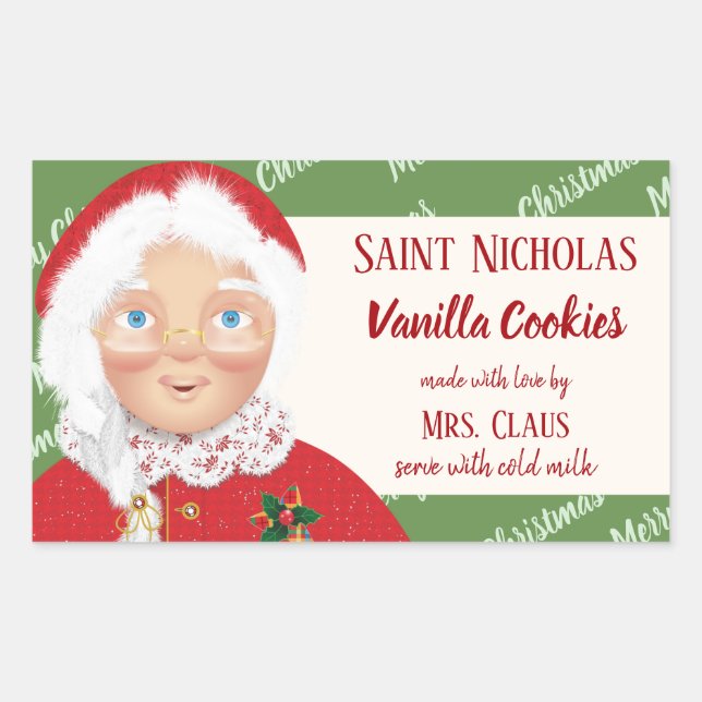 Mrs Claus Christmas Holiday Gift Rectangular Sticker (Front)