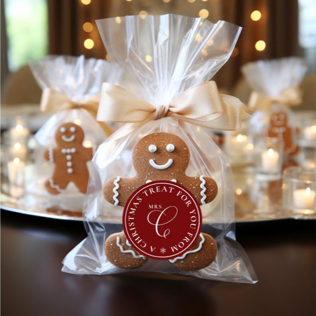 Mrs. Claus Christmas Treat Red Christmas Classic Round Sticker (Creator Uploaded)