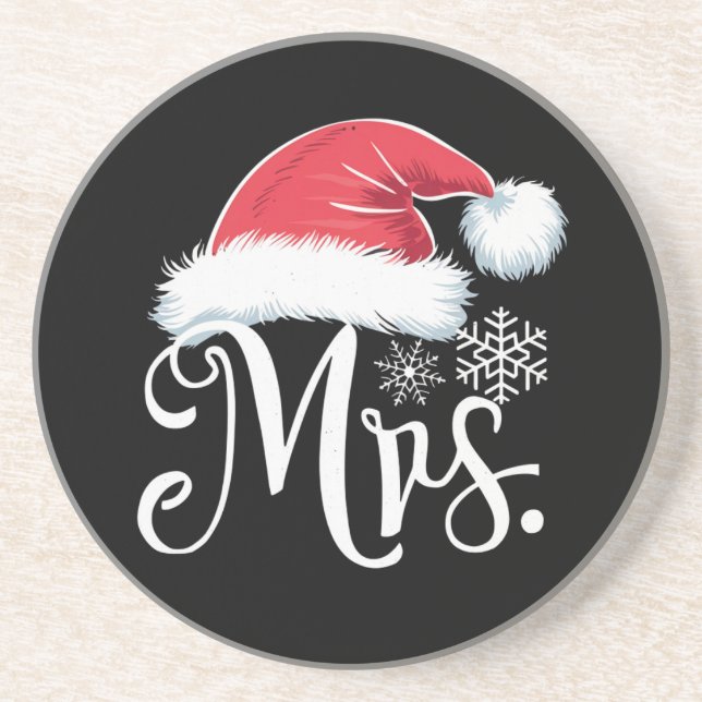 Mrs Claus Couples Matching Christmas Pajamas Santa Coaster (Front)