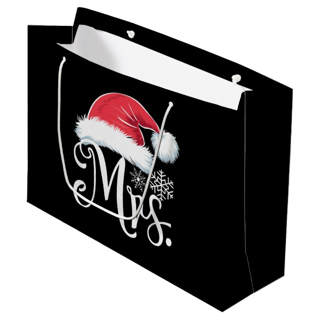 Mrs Claus Couples Matching Christmas Pajamas Santa Large Gift Bag (Front Angled)
