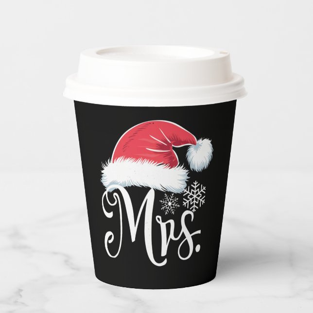 Mrs Claus Couples Matching Christmas Pajamas Santa Paper Cups (Front)