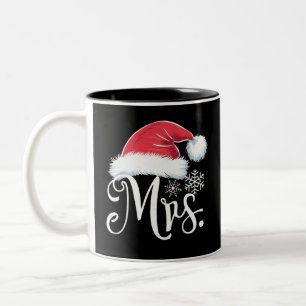 Mrs Claus Couples Matching Christmas Pajamas Santa Two-Tone Coffee Mug