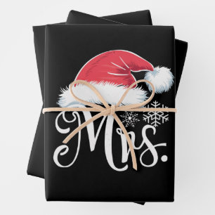 Mrs Claus Couples Matching Christmas Pajamas Santa Wrapping Paper Sheets