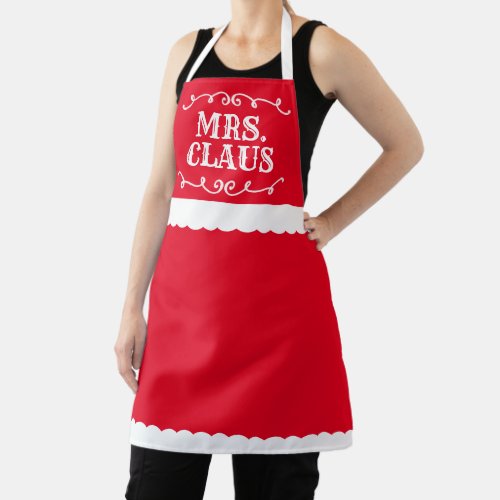 Mrs Claus Cute Red Holiday Christmas Apron