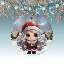 Mrs Claus Female Character Girly Gift for Woman 🤶 Ceramic Ornament