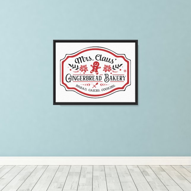 Mrs Claus' Gingerbread Bakery Canvas Print (Insitu(Wood Floor))