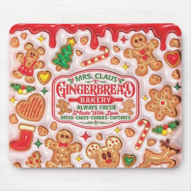 Mrs. Claus Gingerbread Bakery Co. Mouse Pad (Front)