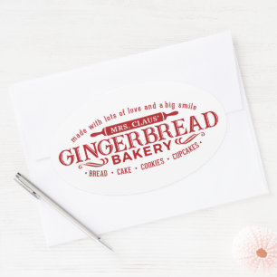 Mrs. Claus gingerbread bakery sticker