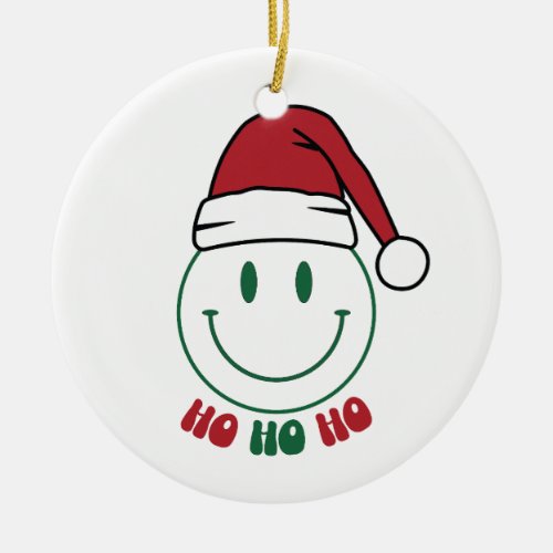 Mrs Claus Ho Ho Ho Santa Hat Christmas Happy  Ceramic Ornament