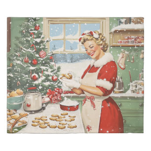 Mrs. Claus Holiday Baking Delight Duvet Cover