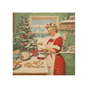 Mrs. Claus Holiday Baking Delight Wood Wall Art