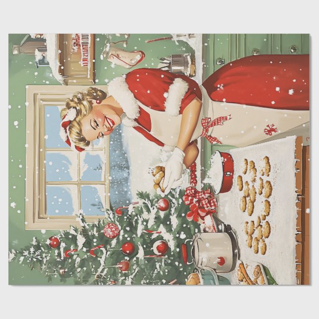 Mrs. Claus Holiday Baking Delight Wrapping Paper (Flat)