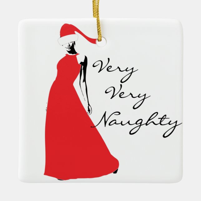 Mrs. Claus Naughty and Nice Ceramic Ornament (Front)