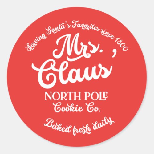 Mrs Claus North Pole Cookie Company Gift Classic Round Sticker
