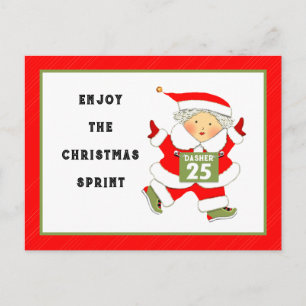 Mrs. Claus Runner Running Holiday Postcard