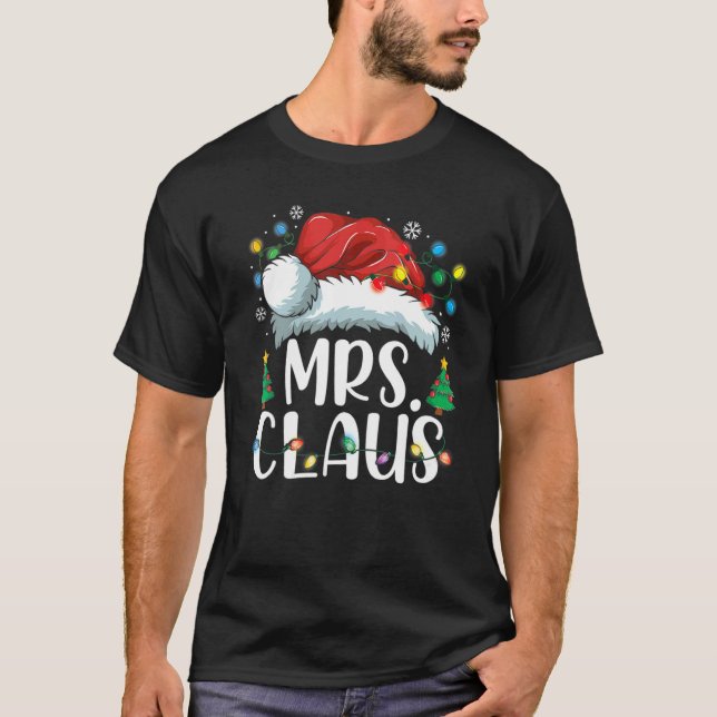 Mrs Claus Santa Hat Christmas Matching Couples Paj T-Shirt (Front)