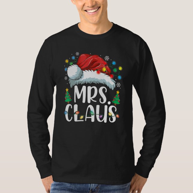 Mrs Claus Santa Hat Christmas Matching Couples Paj T-Shirt (Front)