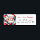 Mrs Clause Kissing Santa Cute Christmas  Label<br><div class="desc">Cute old-fashioned personalized return address labels. Adorable for Christmas cards. Mrs Clause giving Santa a kiss on the cheek. Cute ai art that gives you that nostalgic Christmas vibe.</div>