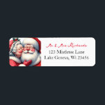 Mrs Clause Kissing Santa Cute Christmas  Label<br><div class="desc">Cute old-fashioned personalized return address labels. Adorable for Christmas cards. Mrs Clause giving Santa a kiss on the cheek. Cute ai art that gives you that nostalgic Christmas vibe.</div>