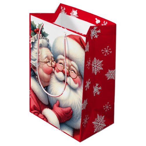 Mrs Clause Kissing Santa Cute Christmas  Medium Gift Bag