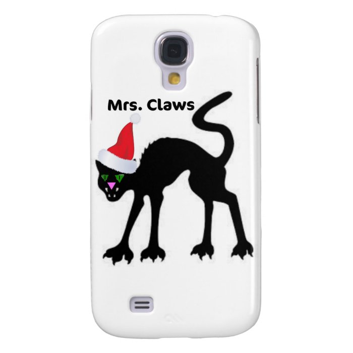 MRS. CLAWS SCARY CAT CHRISTMAS HAT PRINT GALAXY S4 CASES