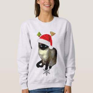"Mrs. Claws" Siamese cat ugly christmas sweater