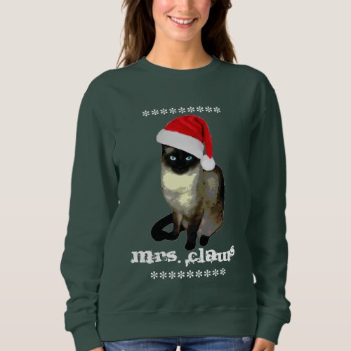 Mrs Claws Siamese Cat Ugly Christmas Sweater