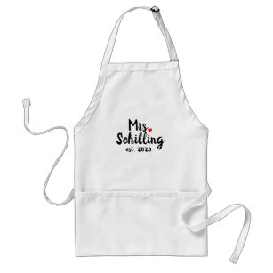 Personalized Apron Mrs Apron in HERITAGE Font with Arrow wHeart Bride Apron Bridal Shower Gift Wedding Apron Gift for the Bride