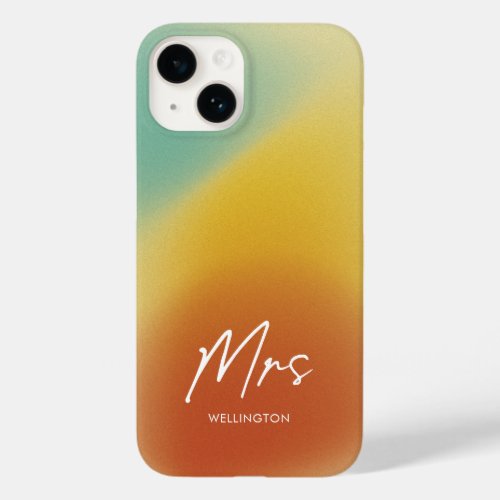 Mrs Custom Bride Name Modern Grainy Gradient  Case_Mate iPhone 14 Case