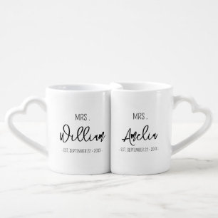 MRS Custom Name Wedding Date Personalized Wedding Coffee Mug Set
