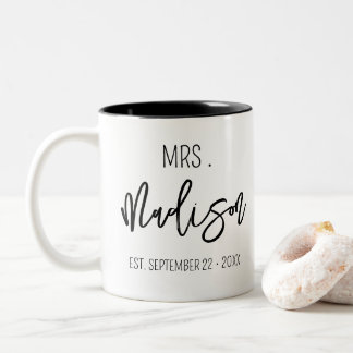 MRS Custom Name Wedding Date Personalized Wedding Two-Tone Coffee Mug