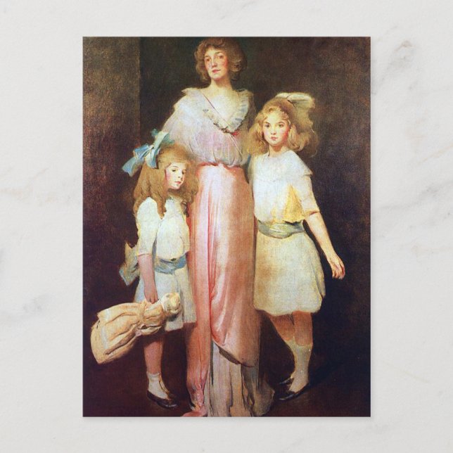 Mrs. Daniels with Two Children Postcard (Front)