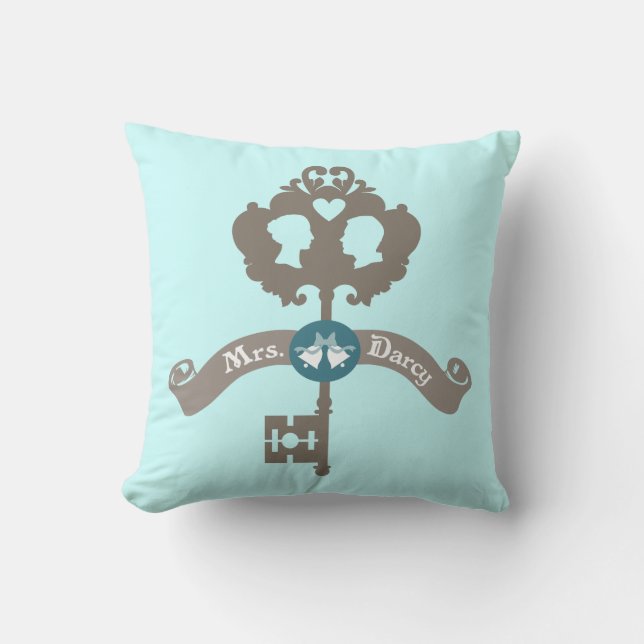 Mrs. Darcy Jane Austen Throw Pillow (Front)