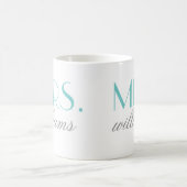 Mrs Elegant Aqua Personalized Wedding Monogram Coffee Mug (Center)