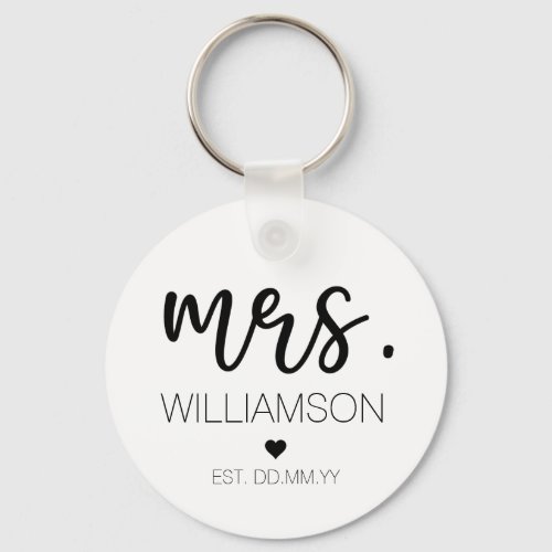 Mrs Elegant Custom Name Wedding New Couple Gift  Keychain