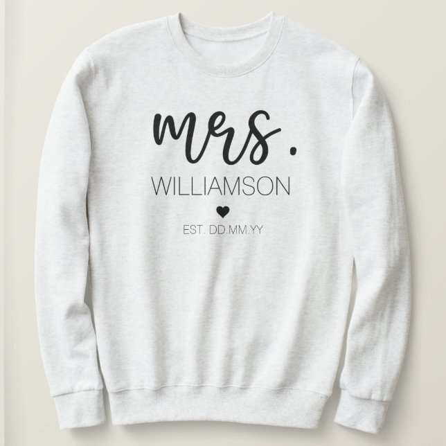 Mrs. Elegant Custom Name Wedding New Couple Gift  Sweatshirt (Design Front)