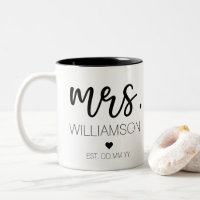 Mrs. Elegant Custom Name Wedding New Couple Gift  Two-Tone Coffee Mug