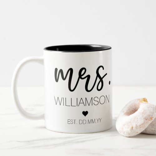 Mrs Elegant Custom Name Wedding New Couple Gift  Two_Tone Coffee Mug
