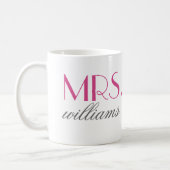 Mrs Elegant Hot Pink Personalized Wedding Monogram Coffee Mug (Left)