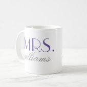 Mrs Elegant Purple Personalized Wedding Monogram Coffee Mug (Front Left)
